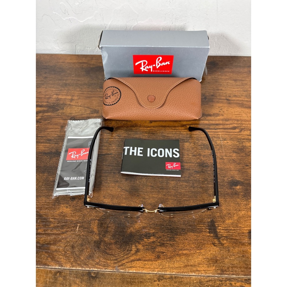 Ray-Ban RB 3016 Clubmaster Everglasses Black Gold Blue Light Filter 51-21 145